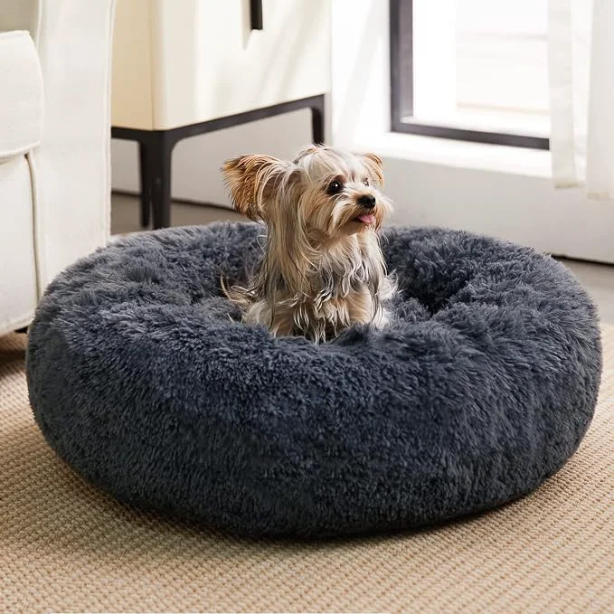 Solid WNPETHOME Calming Dog Bed Cat Bed Anti-Anxiety Donut Small Dog Beds Healthy