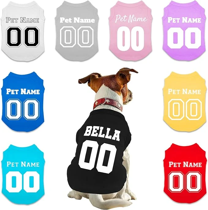 Flexible Customized Dog Jersey Shirt Breathable Doggy Football Tee Lightweight Premium