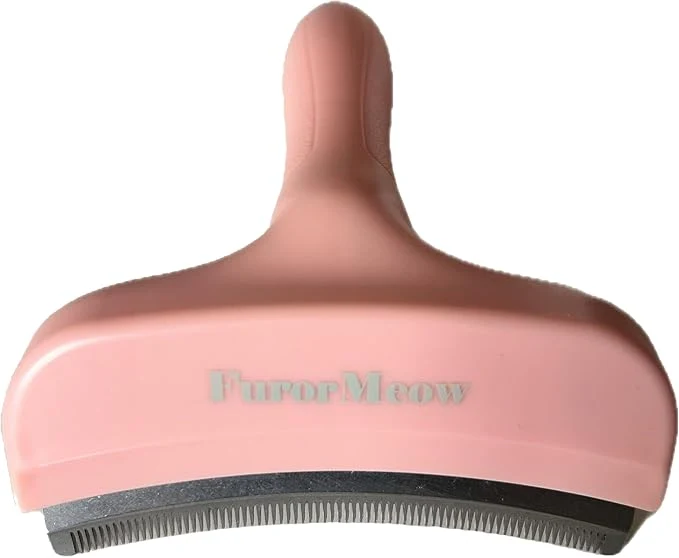 Clean Pet Deshedding Tool with Curve Blade Cat Grooming Brush Tight V-shaped Teeth Crafted