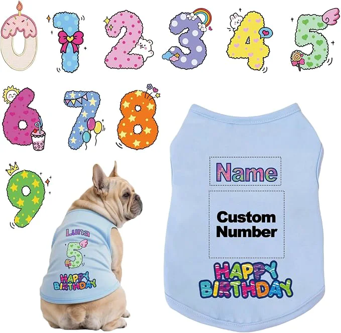 Practical Custom Dog Birthday Shirt Personalized Pet Apparel Print Consistent