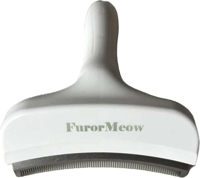 Natural Pet Deshedding Tool with Curve Blade Cat Grooming Brush Tight V-shaped Teeth Verified