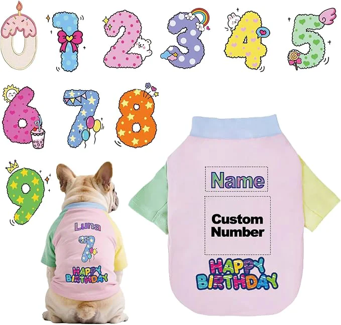 Next-Generation Custom Dog Birthday Shirt Personalized Pet Apparel Print Breathable