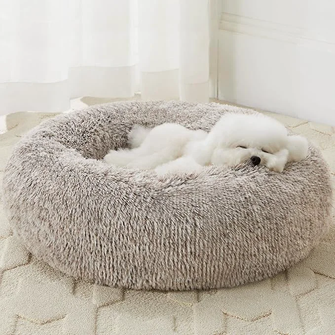 Sophisticated WNPETHOME Calming Dog Bed Cat Bed Donut Faux Fur Pet Bed Self-Warming Donut Next-Generation