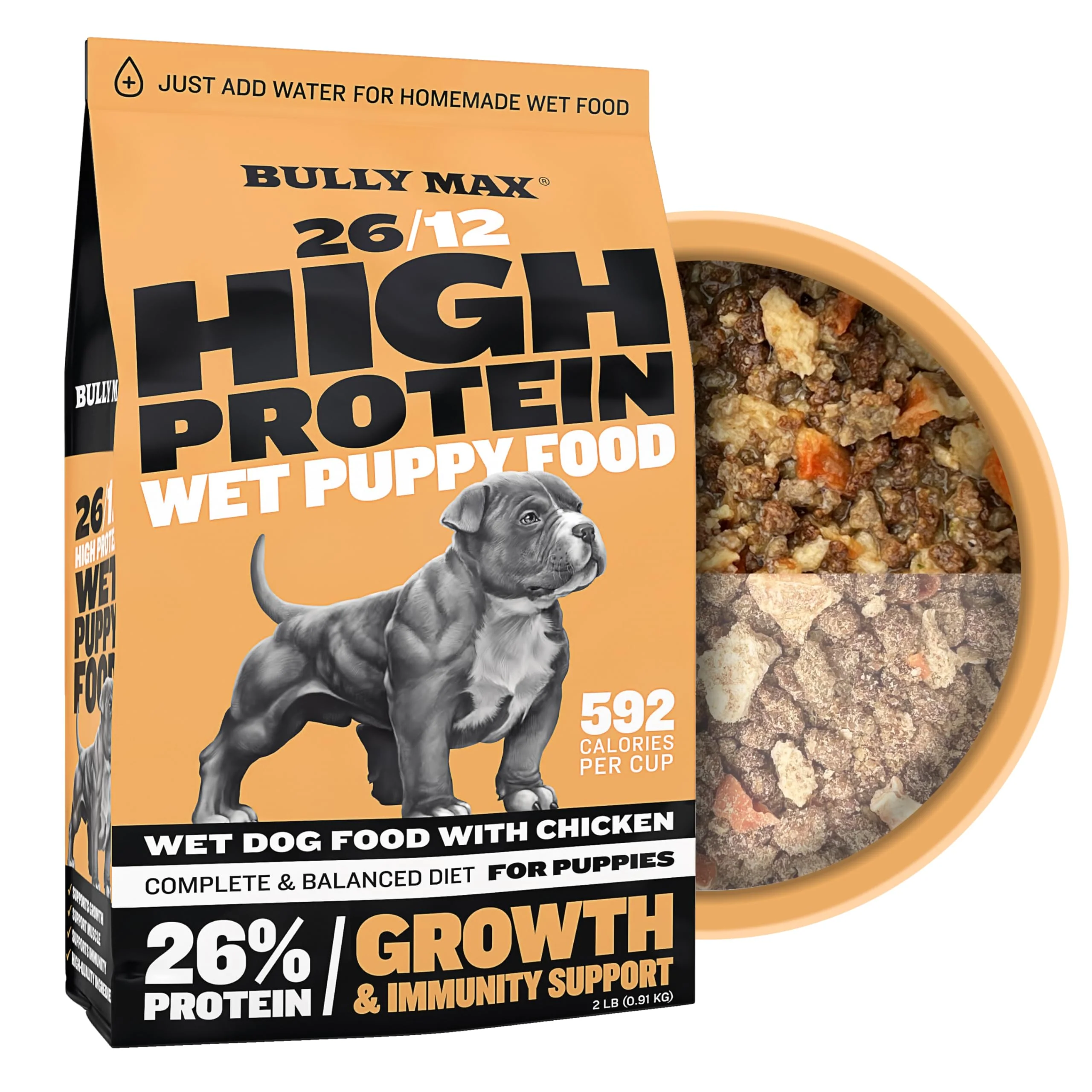 Carefully Designed Bully Max Wet Puppy Food - Instant Fresh Dehydrated High-Protein Soft Food for Puppies Makes 5.5 lb Wet Food Stylish