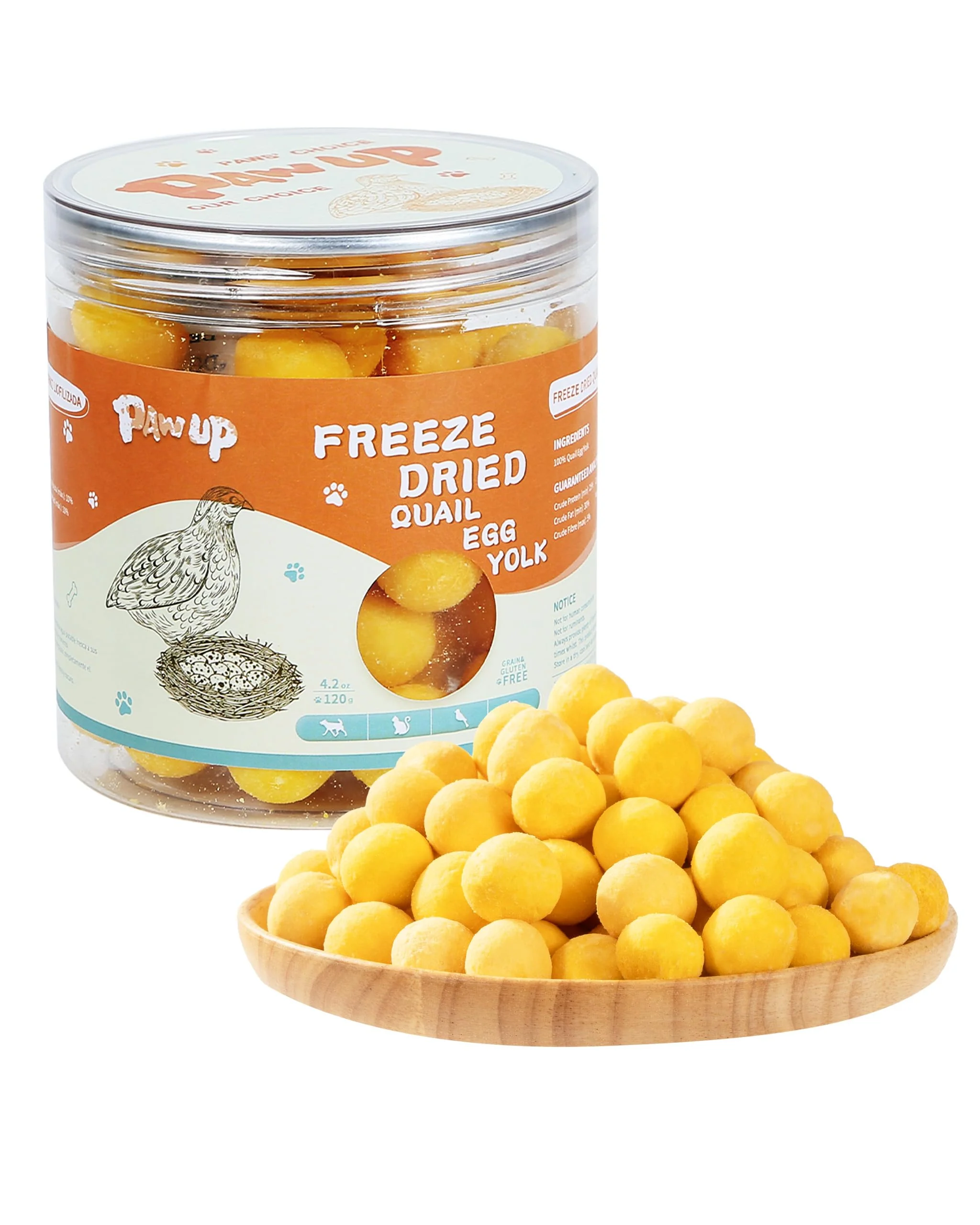 Advanced PAWUP ze Dried Quail Egg Yolk Treats – Grain- Rawhide- for Dogs Cats 4.2 oz Crafted