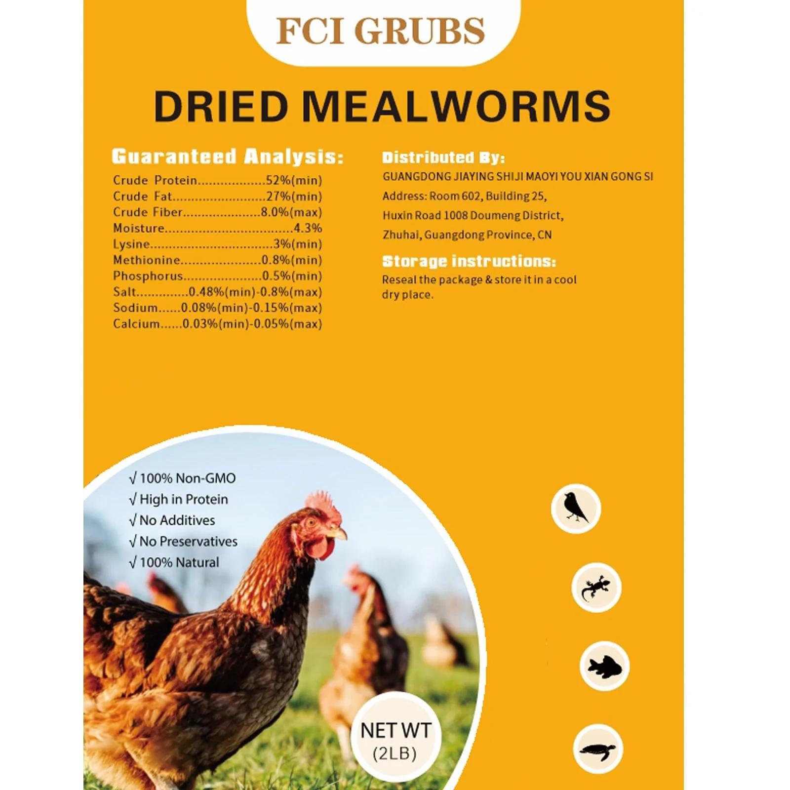 World-Class FCI GRUBS Dried Mealworms 2lb – High-Protein Non-GMO Poultry Feed Genuine