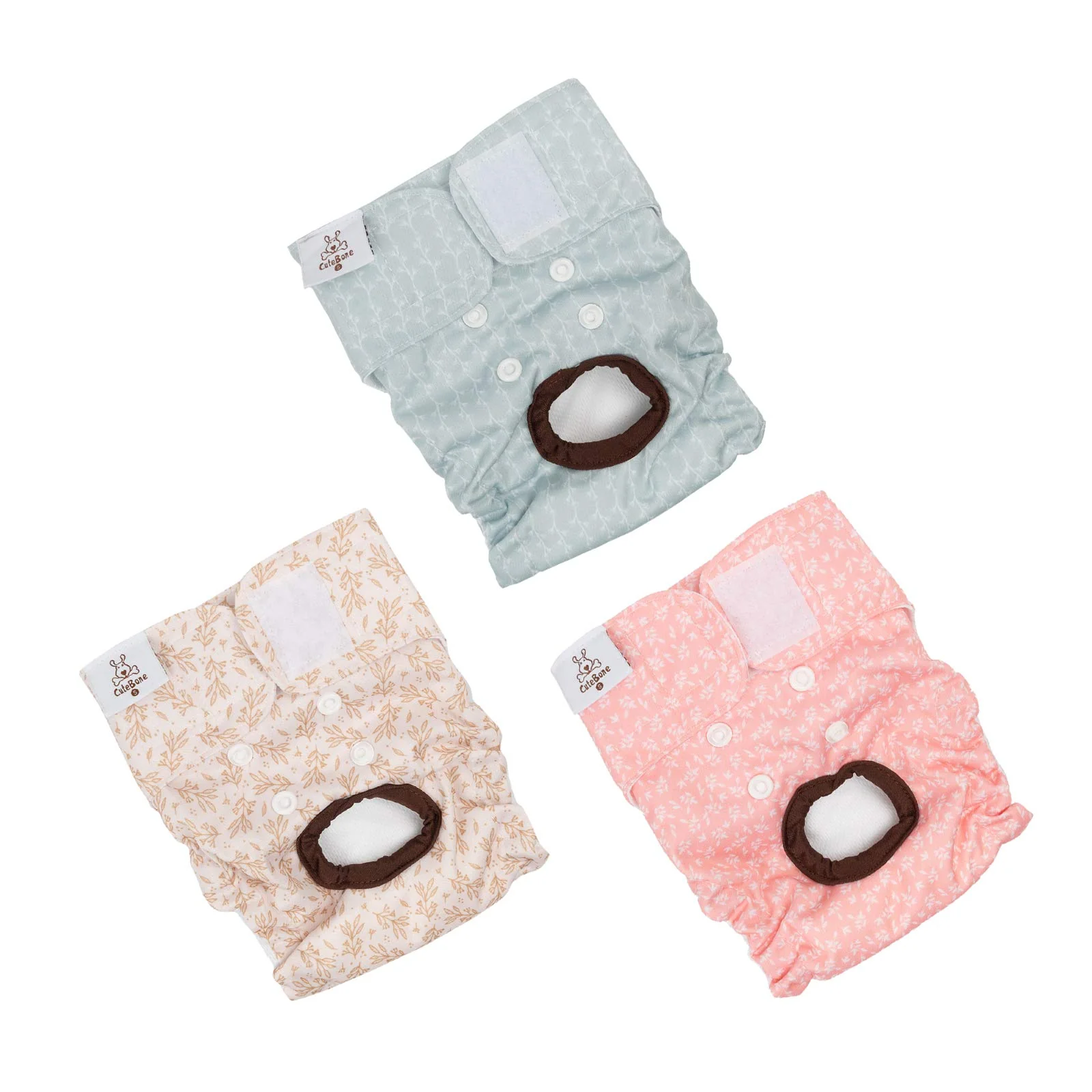 Pure CuteBone Dog Diapers Female Washable – Reusable 3 Pack for Heat Potty Training Incontinence S M L Fine Crafted