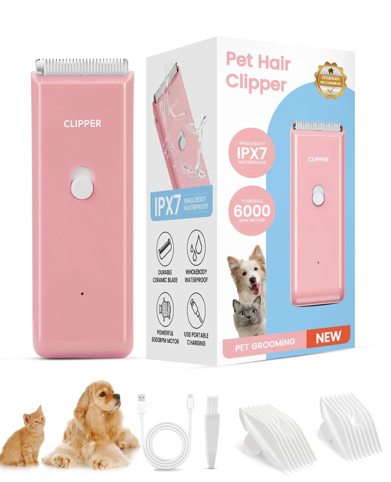 Carefully Designed Tawiijou Pet Clippers – Low Noise Cordless Grooming Kit with Ceramic Blade Versatile