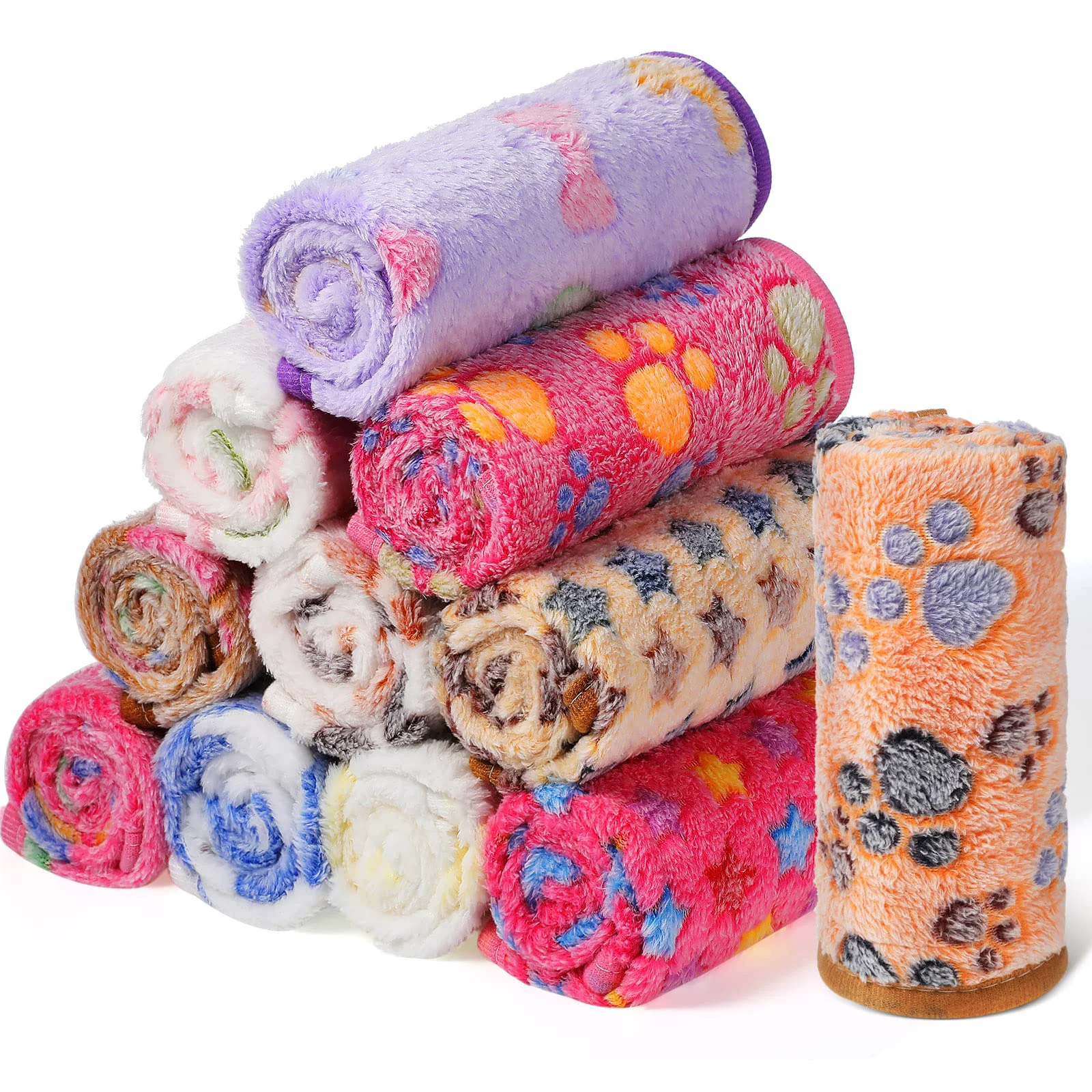 Classic Tatuo 12-Piece Puppy Blanket Set – Soft Fleece Pet Blankets for Small Dogs Cats 40 x 60 cm Healthy