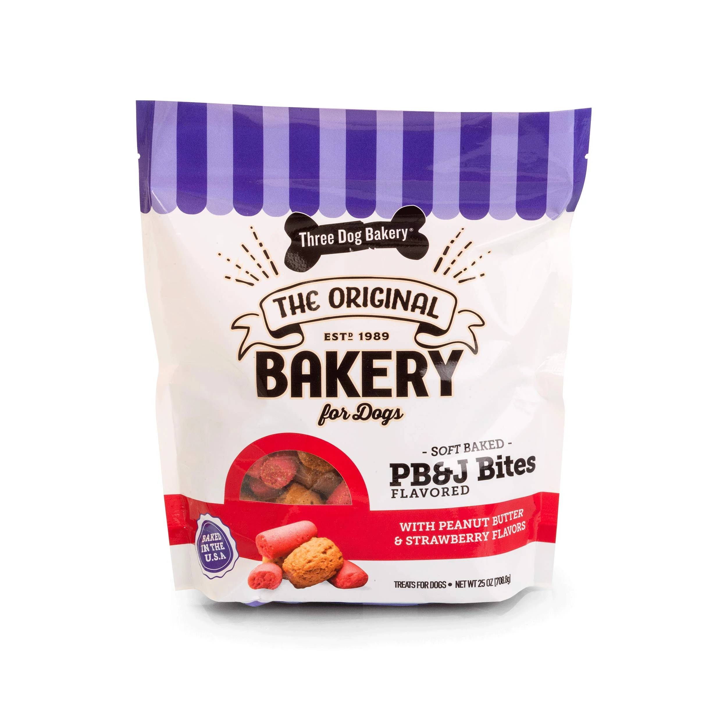 Minimalist Three Dog Bakery Soft Baked PB J Bites – Peanut Butter Strawberry Dog Treats 24 oz Artisan