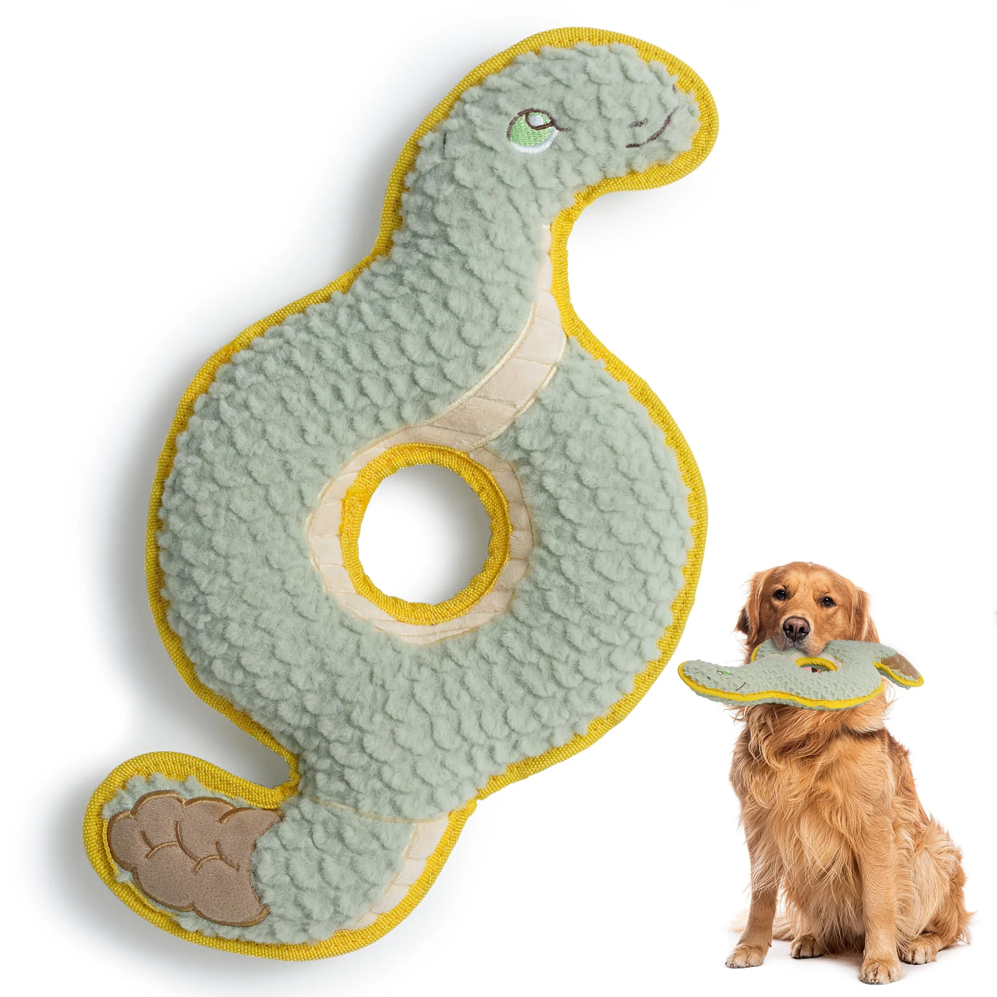 Advanced DURABITE Ring Snake Squeaky Dog Toy – New 2025 Indestructible Tug Toy Green Professional