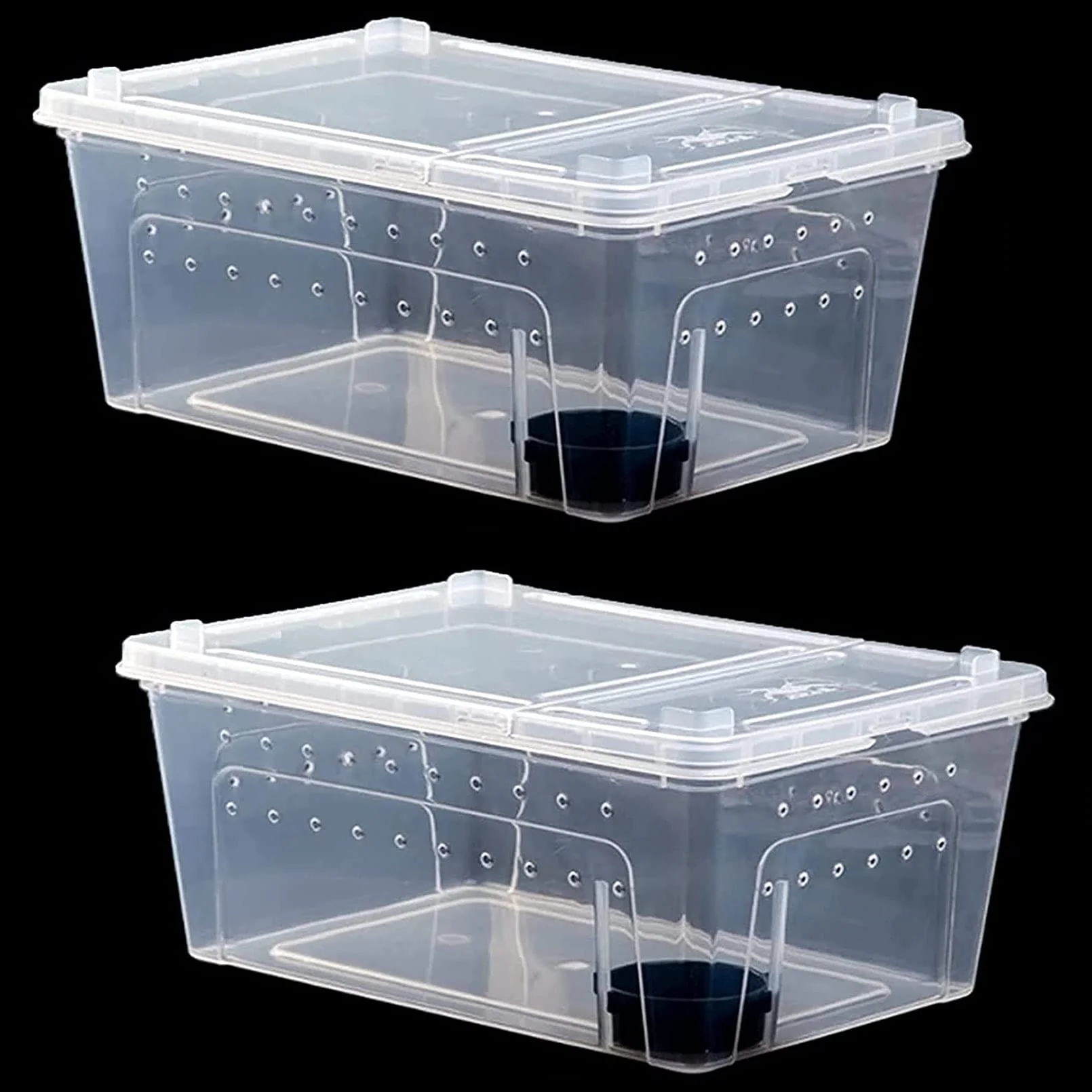 Superior kathson 2PCS Reptile Feeding Box – Portable Transparent Habitat for Small Pets Sophisticated