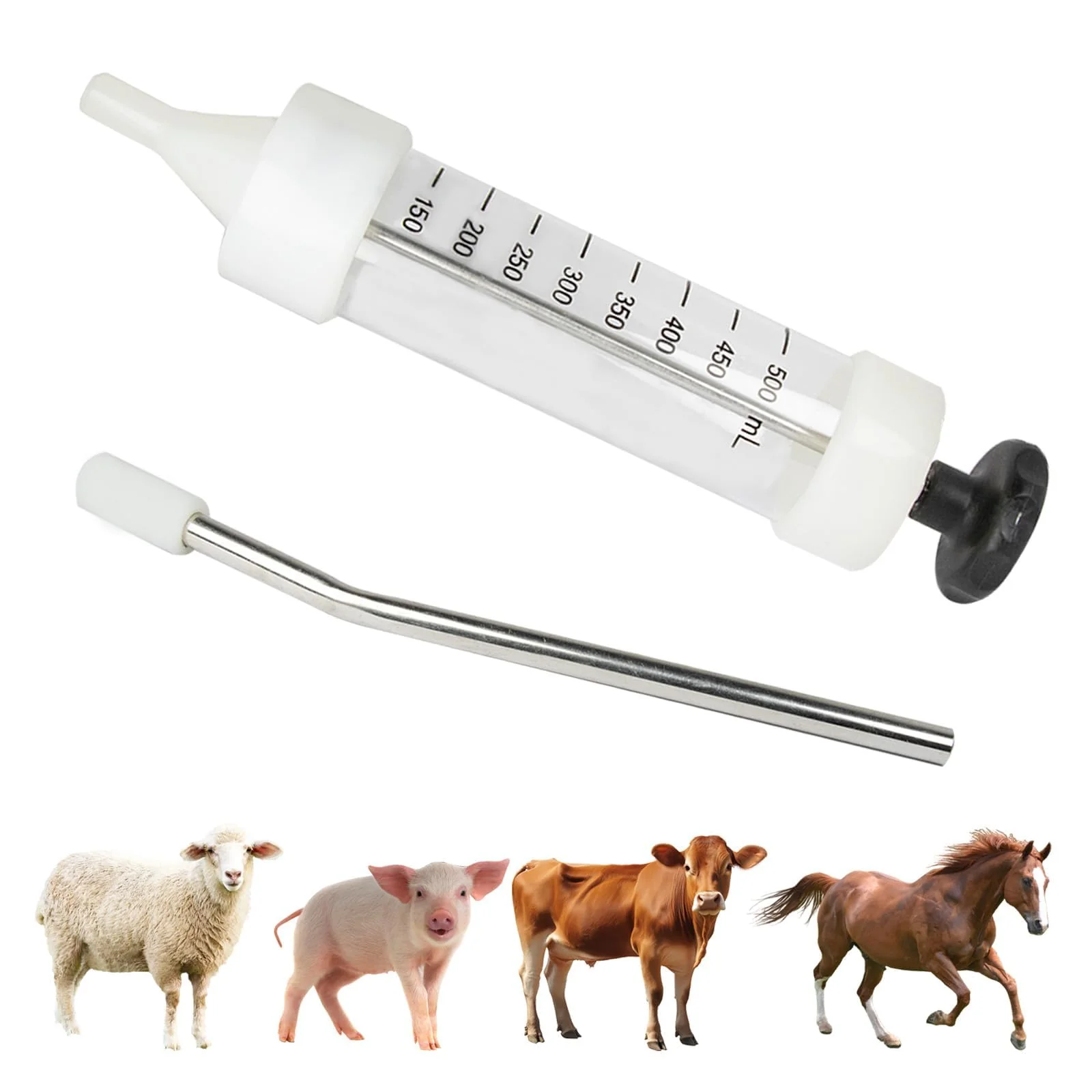 Powerful Kamrexi 500ML Large Adjustable Veterinary Injector Reusable Livestock Syringe Versatile