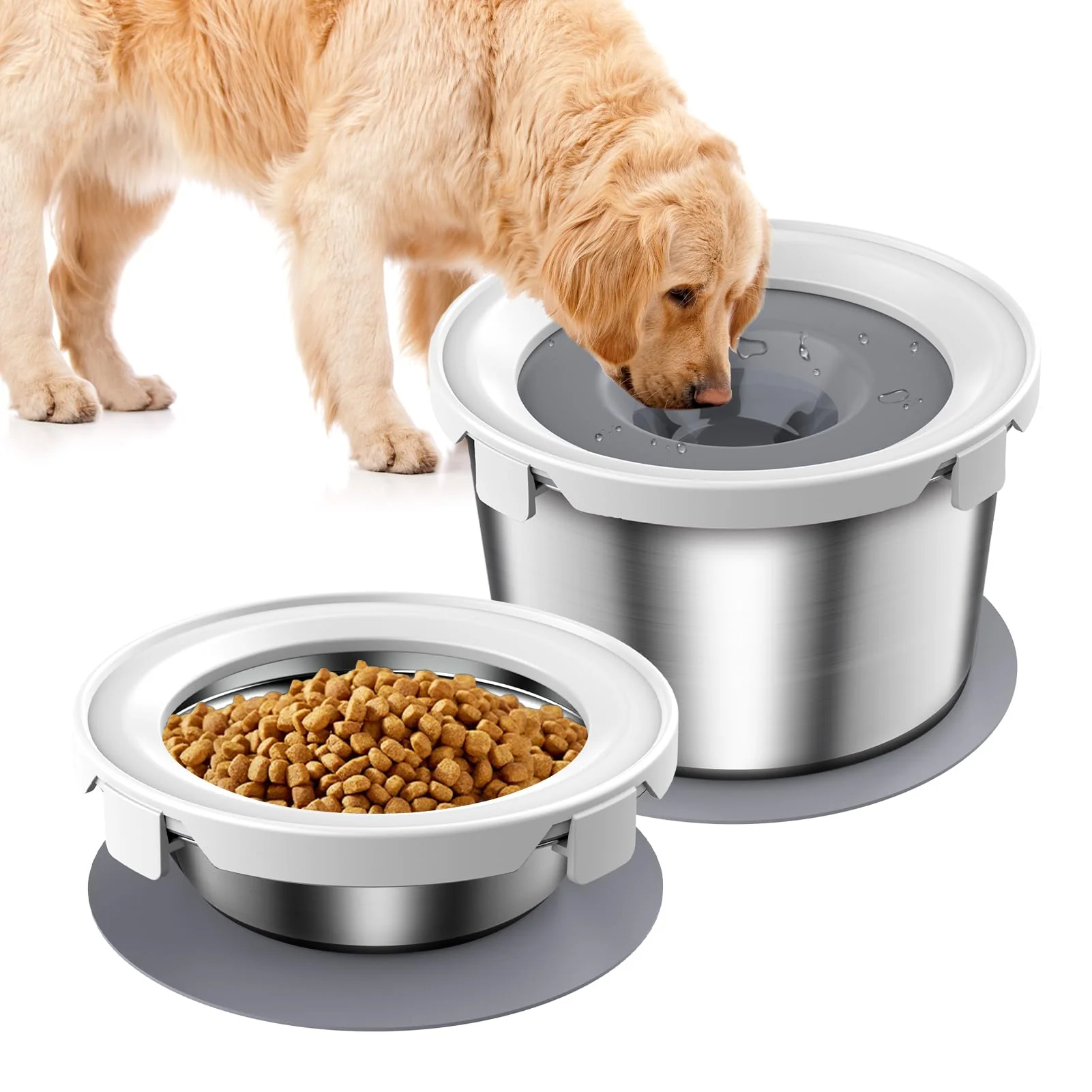 Smart Mdupw Dog Food Bowl Water Bowl Set – Spill-Proof Stainless Steel Bowls for Pets Safe