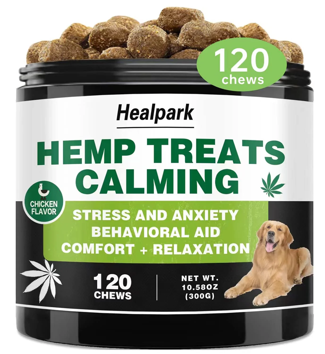 Effective Healpark Hemp Calming Chews for Dogs – Anxiety Stress Relief 120 Chicken Treats Classic