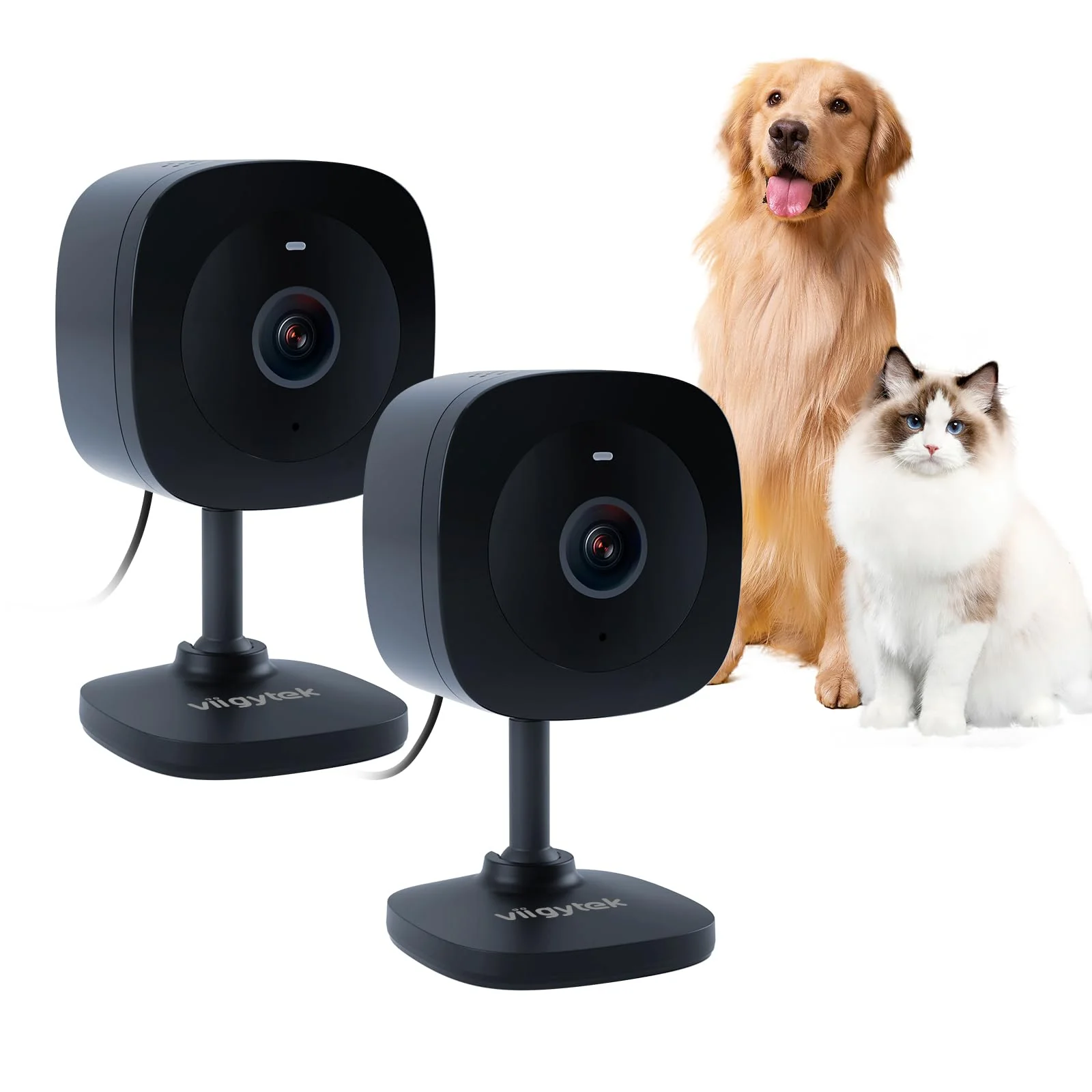 Modern Viigytek 2K Home Indoor Pet Security Camera – 2.4GHz WiFi Night Vision 2‑Way Audio Black-2Pack Expertly Made