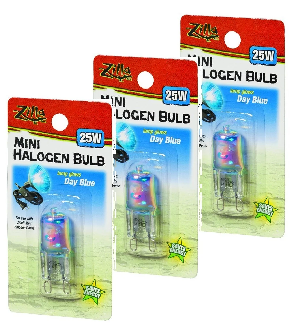 Expertly Made Zilla Mini Halogen Lamp Reptile Bulb 25W Day Blue 3 Pack Long-Lasting