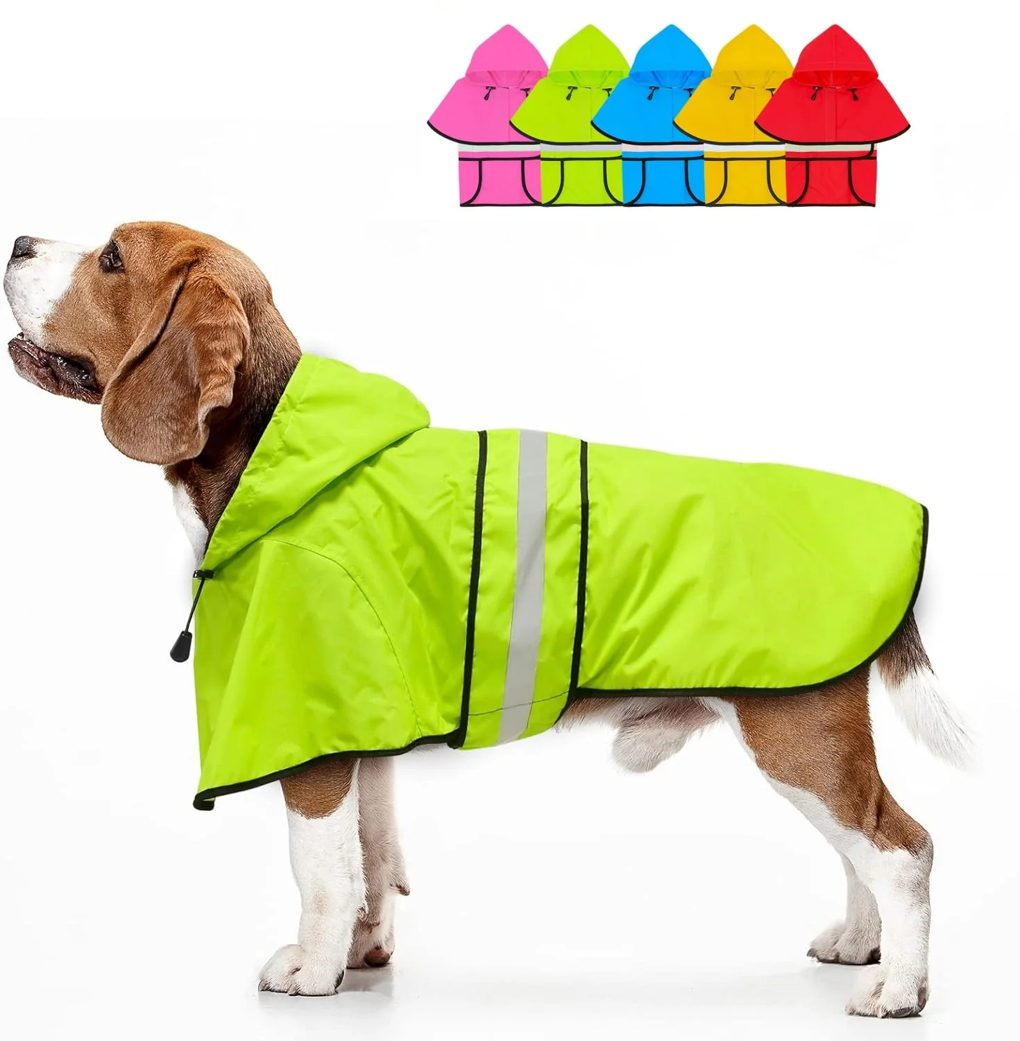Artisan Dolitego Dog Raincoat - Reflective Hooded Jacket with Harness Hole Small Green Selected