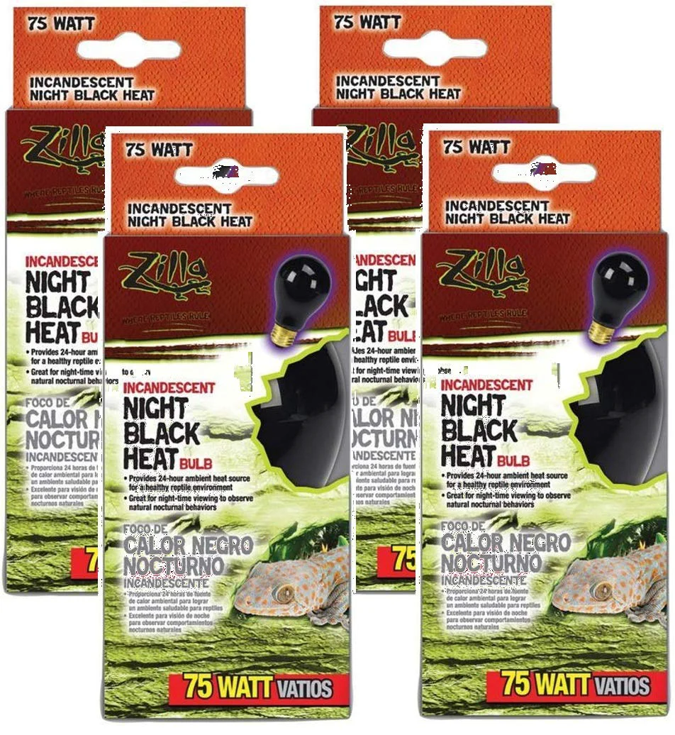 Sustainable Zilla 4 Pack Night Black Incandescent Heat Bulbs 75W Modern