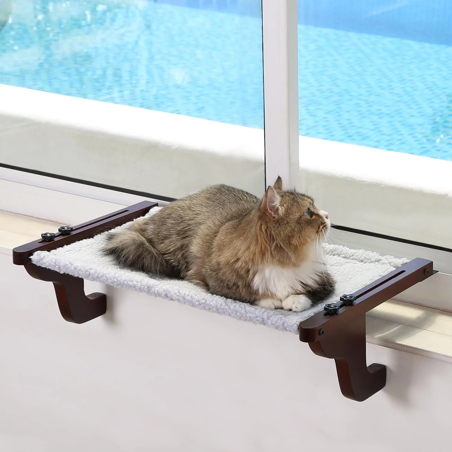 Selected Zakkart Easy Seat Cat Window Perch – Dark Wood Hammock 40 lbs Capacity Luxury