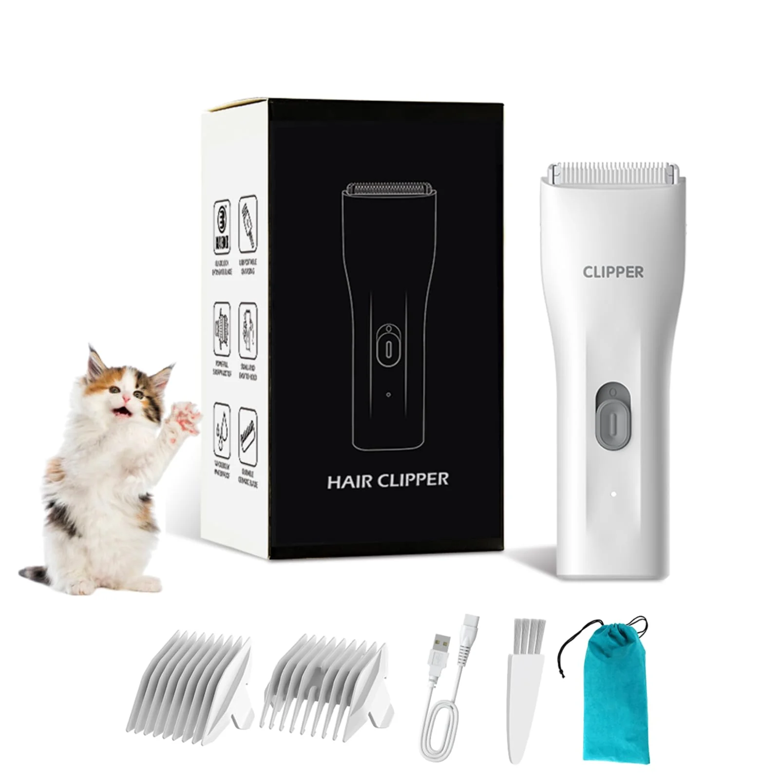 Carefully Designed Founouly Prowerful Home Grooming Kit – Low-Noise USB Clip IPX7 Waterproof for Dogs Cats Exceptional