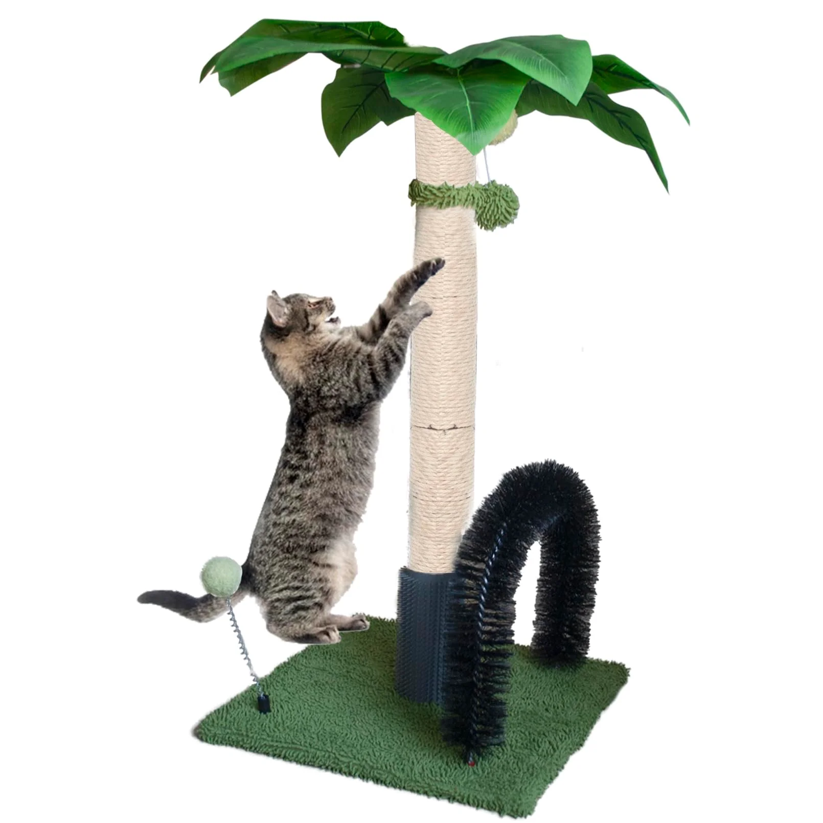 Responsible MUYG 29.5-Inch Tall Cat Scratching Post with Natural Sisal and Self-Groomer Green High-Grade