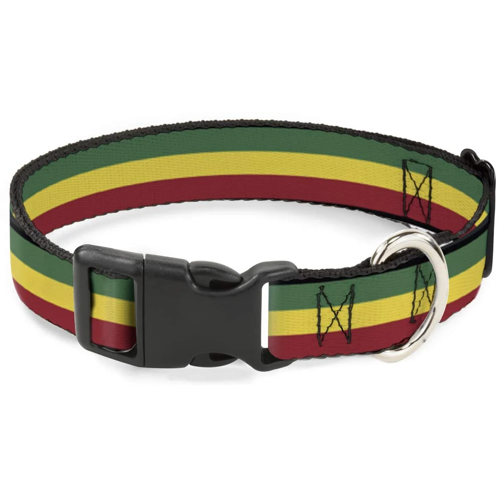 Fashionable Buckle-Down PC-W21802-S Rasta Plastic Clip Collar – 9-15 inch Neck 1 inch Wide Classic