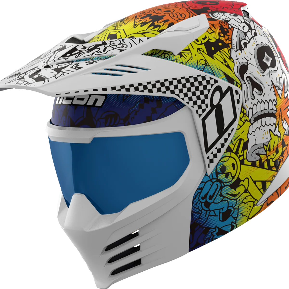 Advanced ICON Elsinore Helmet - Doodle 3 - White - 2XL 0104-3442 Safe