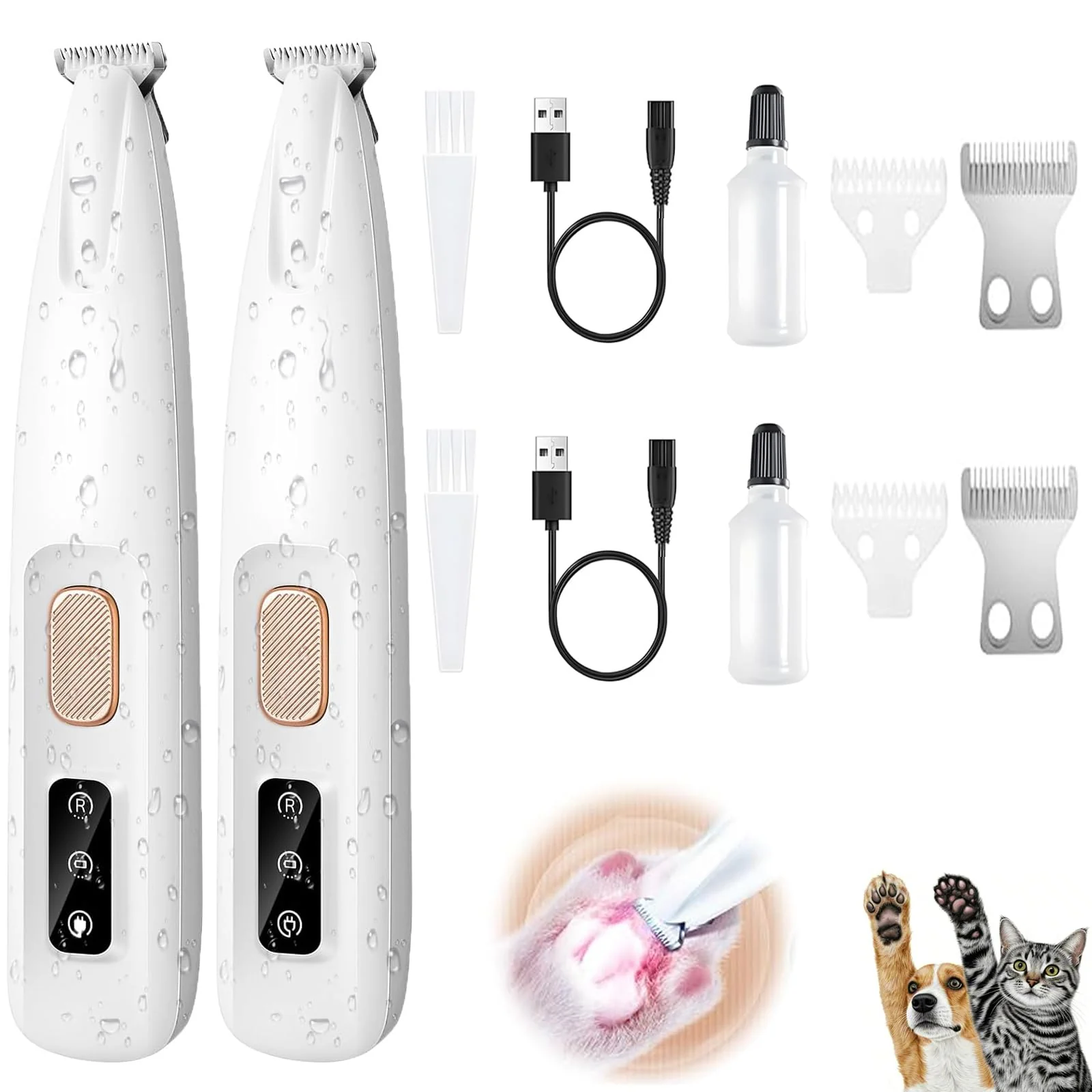 Consistent UGDURWP 2PCs Dog Paw Trimmer with LED Light – Low Noise Cordless Grooming Traditional