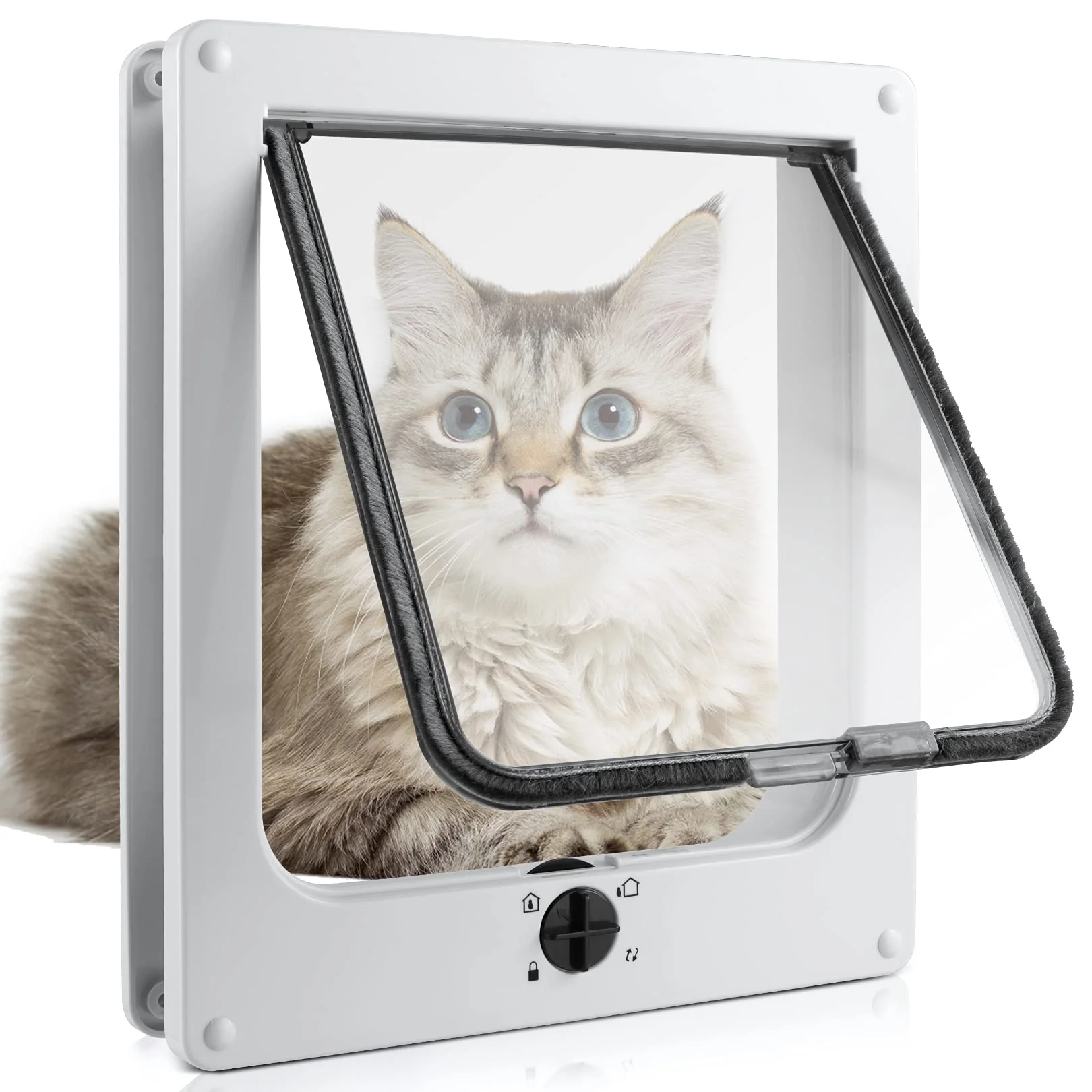 Advanced Sailnovo Cat Flap Dog Flap 4-Way Closure Telescopic Frame 25 x 29.5 cm White Organic