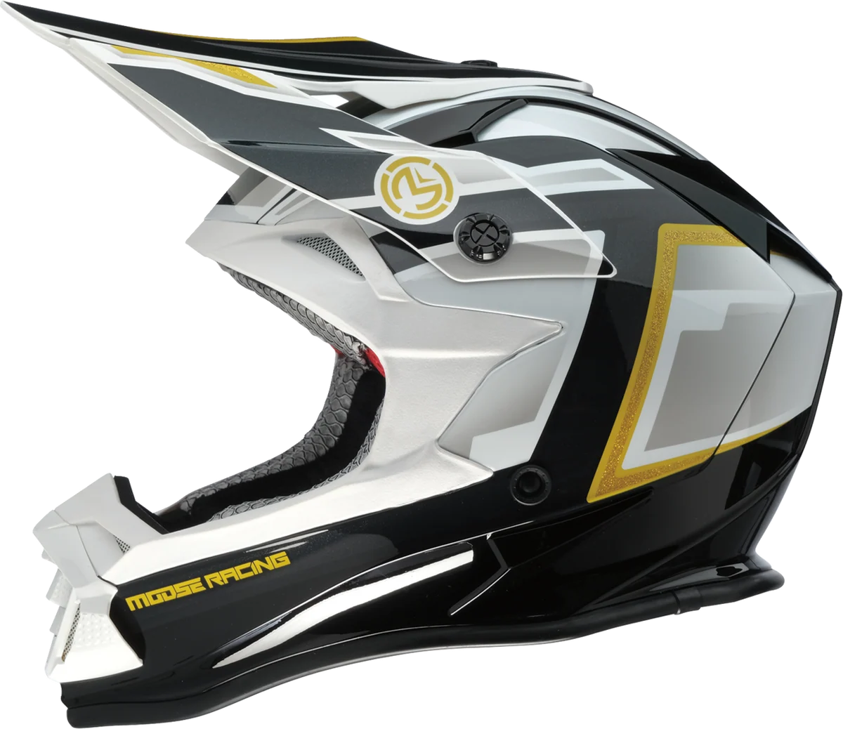 Versatile MOOSE OFFROAD MR3 Helmet - F.A.F. - White Black Gold - Large 0110-8930 Minimalist