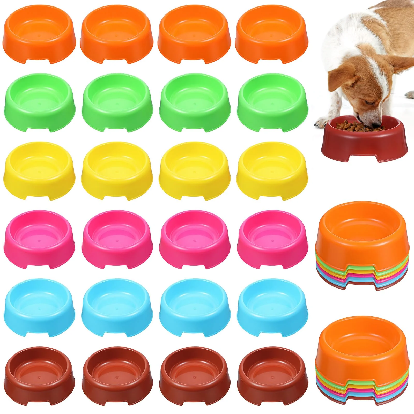 Relaxed xozeooeu 36 Pcs Pet Bowls - 6 Colors Reusable Feeding Bowls for Dogs Cats Eco-Friendly