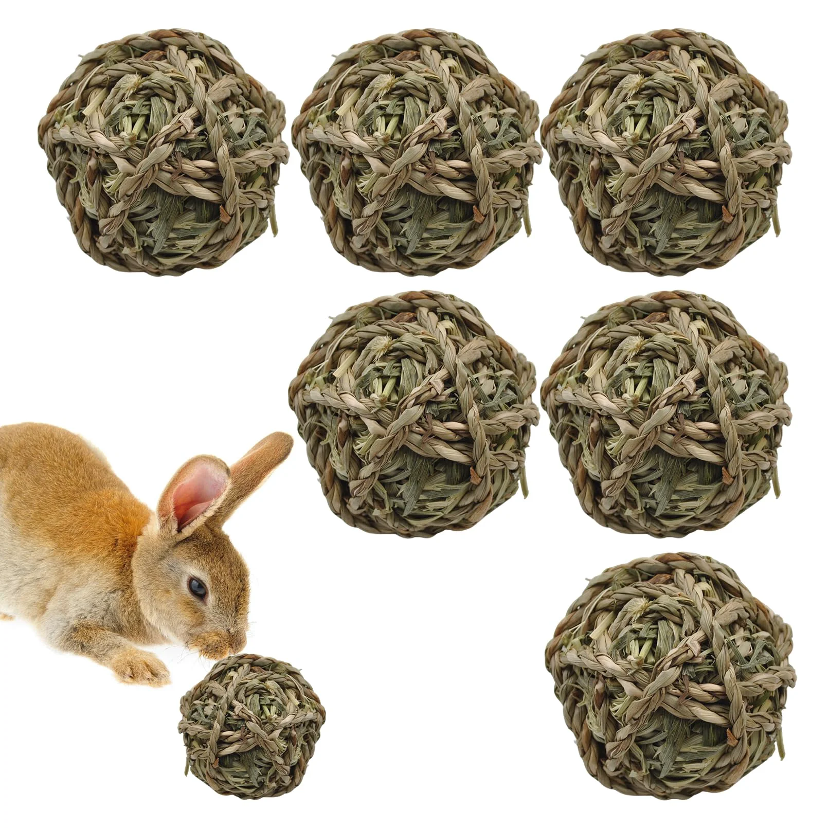 Trendy MUYG Rabbit Timothy Grass Ball 6 Pcs – Natural Small Animal Chew Toys High-Grade