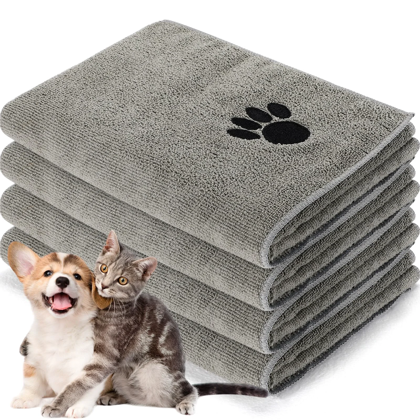 Exclusive Chumia 4 Pack Dog Towels Soft Microfiber Quick-Dry 16x31 in for Dogs Cats Long-Lasting