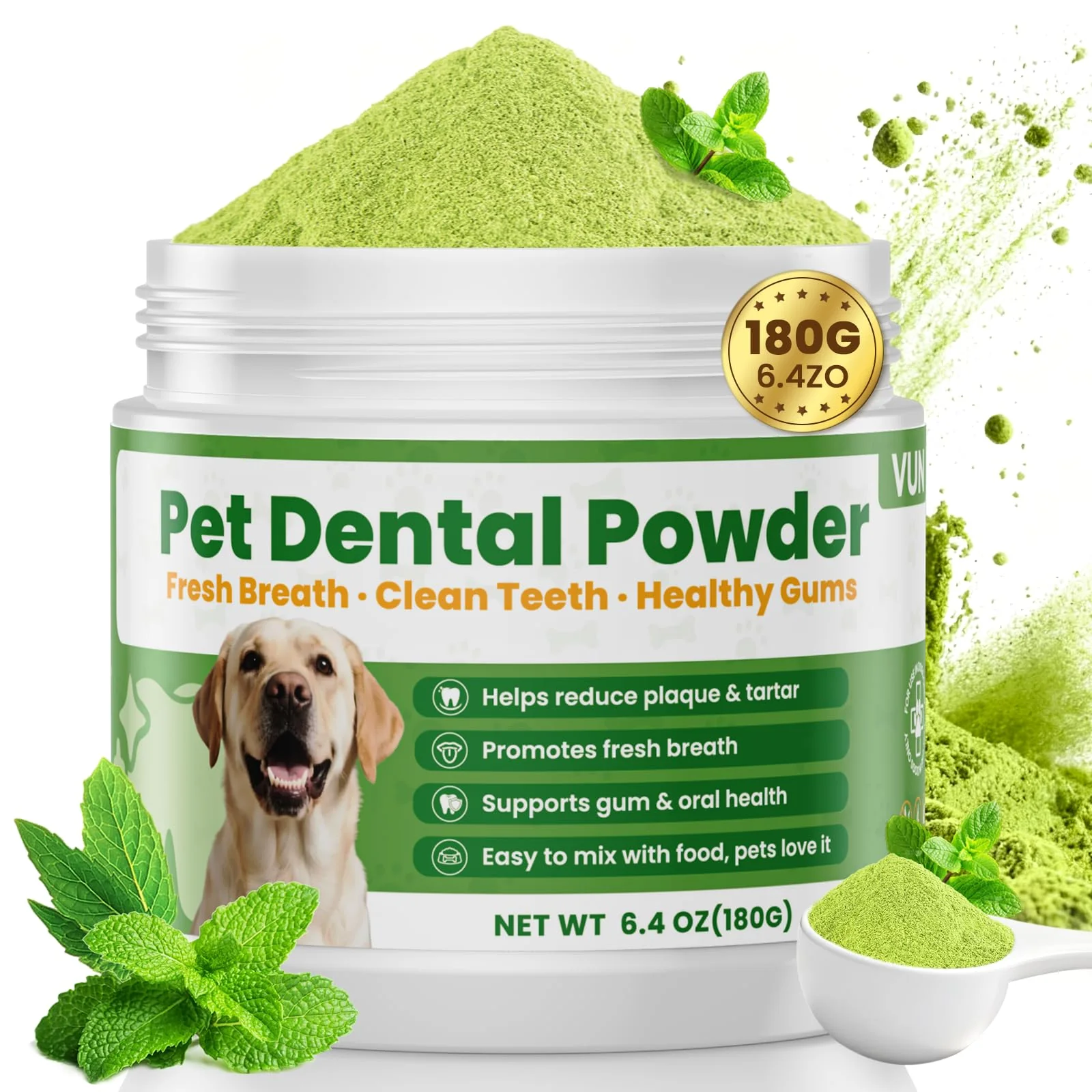 Reliable VUN Dog Dental Powder Probiotic Dental Care for Fresh Breath Tartar Reduction Original