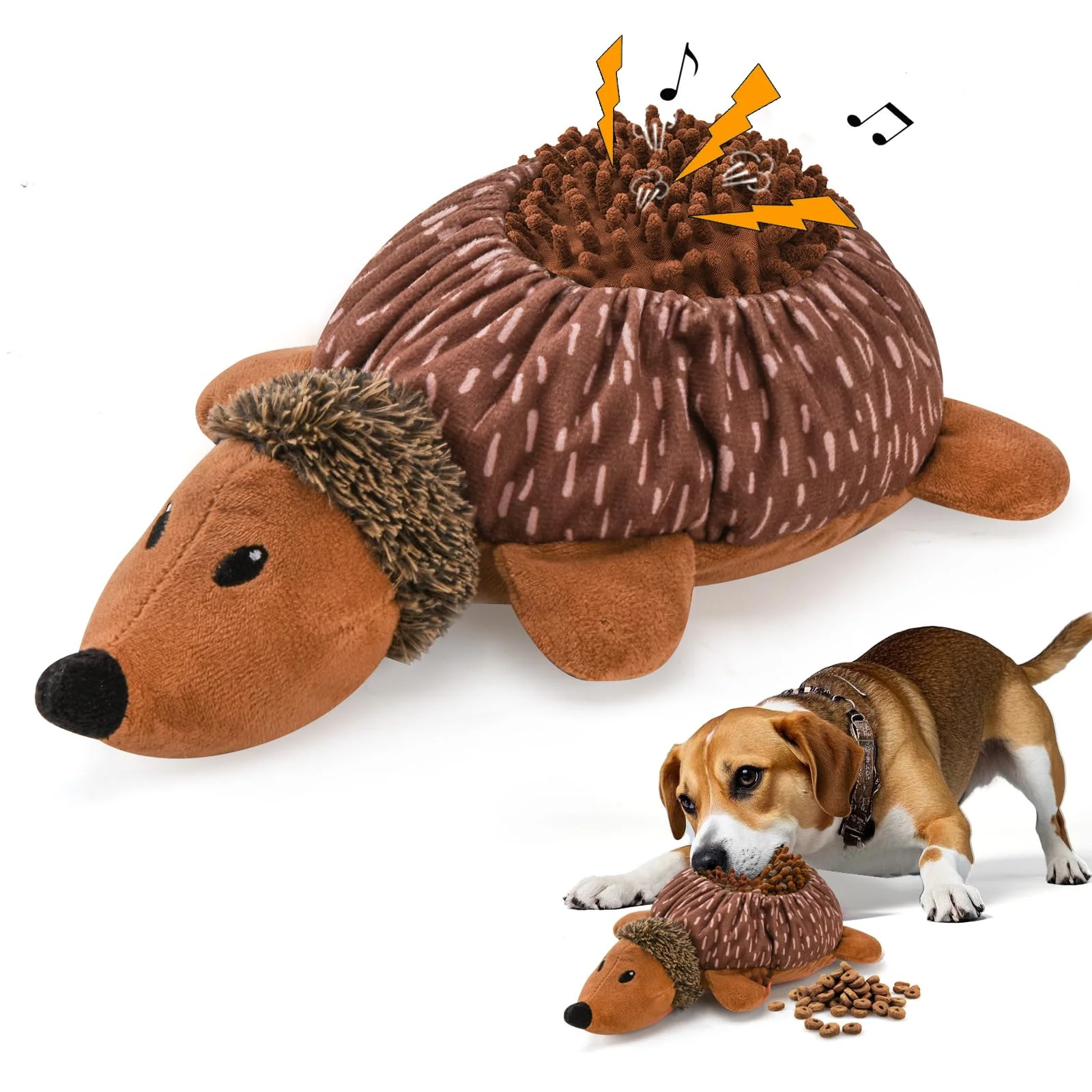 Crafted LIFLIX 2-in-1 Interactive Hedgehog Dog Toy Plush Treat Puzzle Squeaker for Puppies Convenient