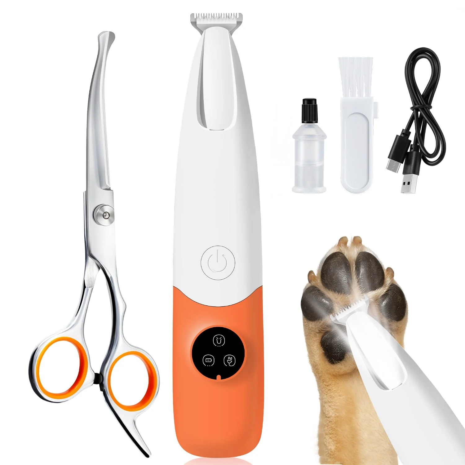 Superior PAW PLANET Dog Paw Trimmer with LED Light - Low Noise USB Rechargeable First-Class