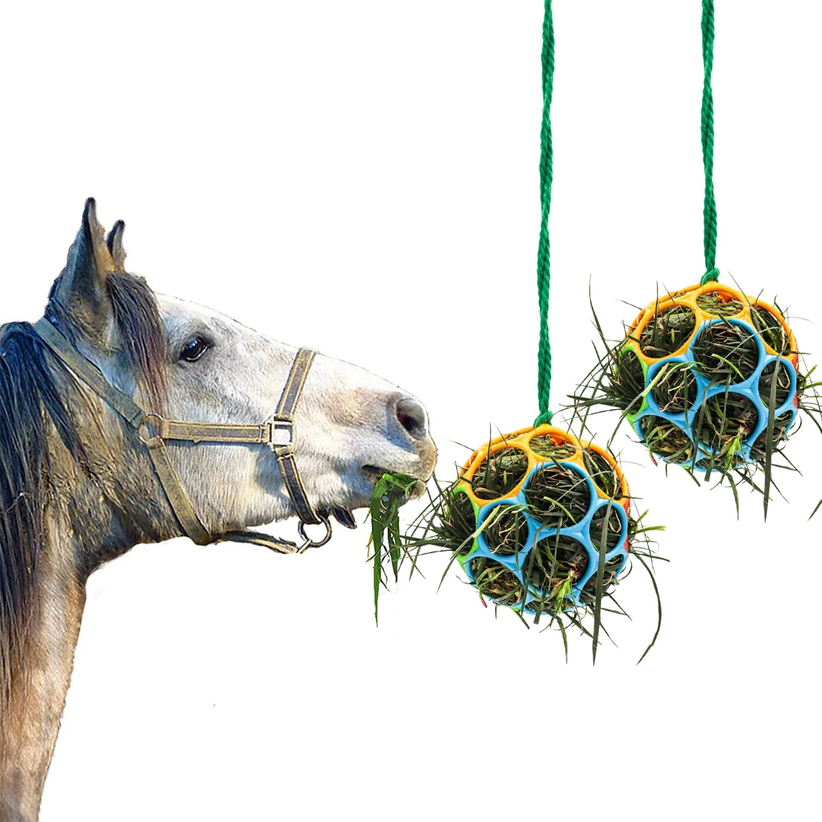 Healthy Besimple 2 Pack Horse Treat Ball Hay Feeder Toy – Hanging Stable Toy for Horse Goat Sheep Reliable