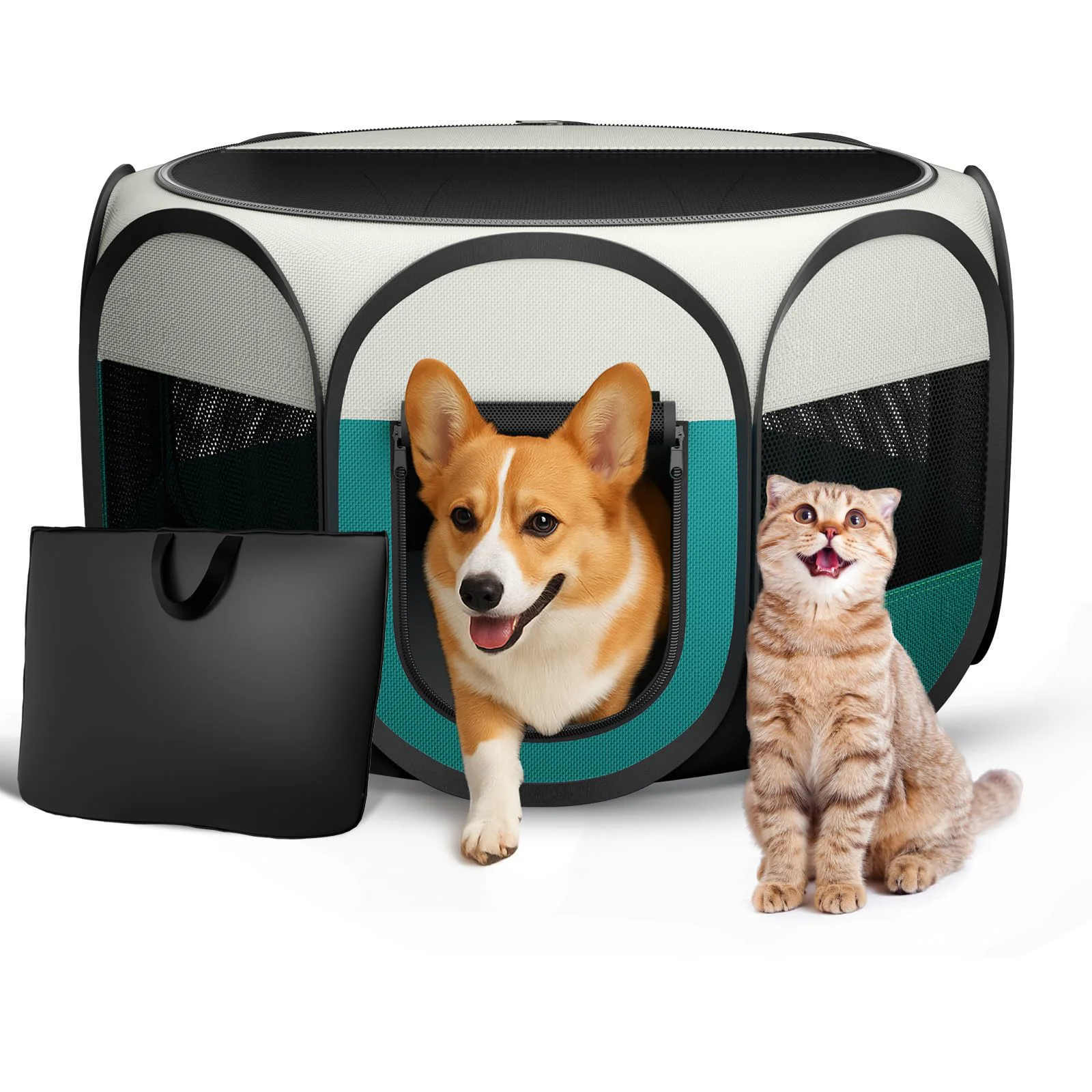 Casual ipetstation Foldable Puppy Playpen Indoor – Portable Cat Small Pet Kennel Convenient