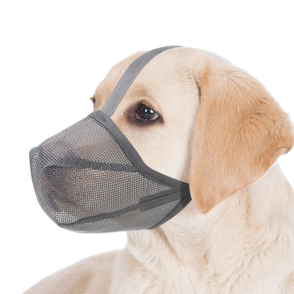 Sustainable Miavers Dog Muzzle – Soft Mesh Adjustable Straps Breathable Grey Large Green