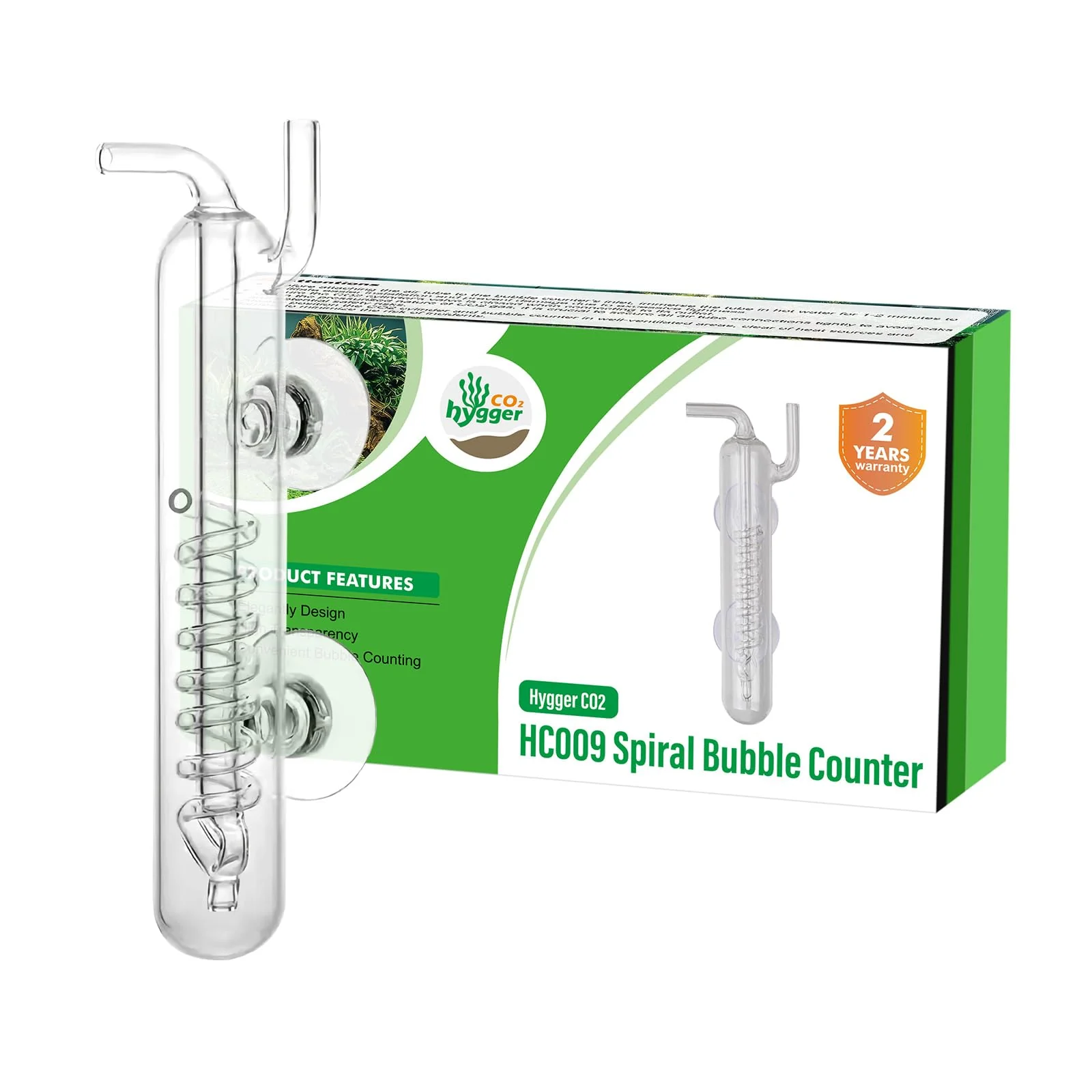 High-End Hygger CO2 Spiral Bubble Counter – Crystal Glass for Planted Aquariums Smart