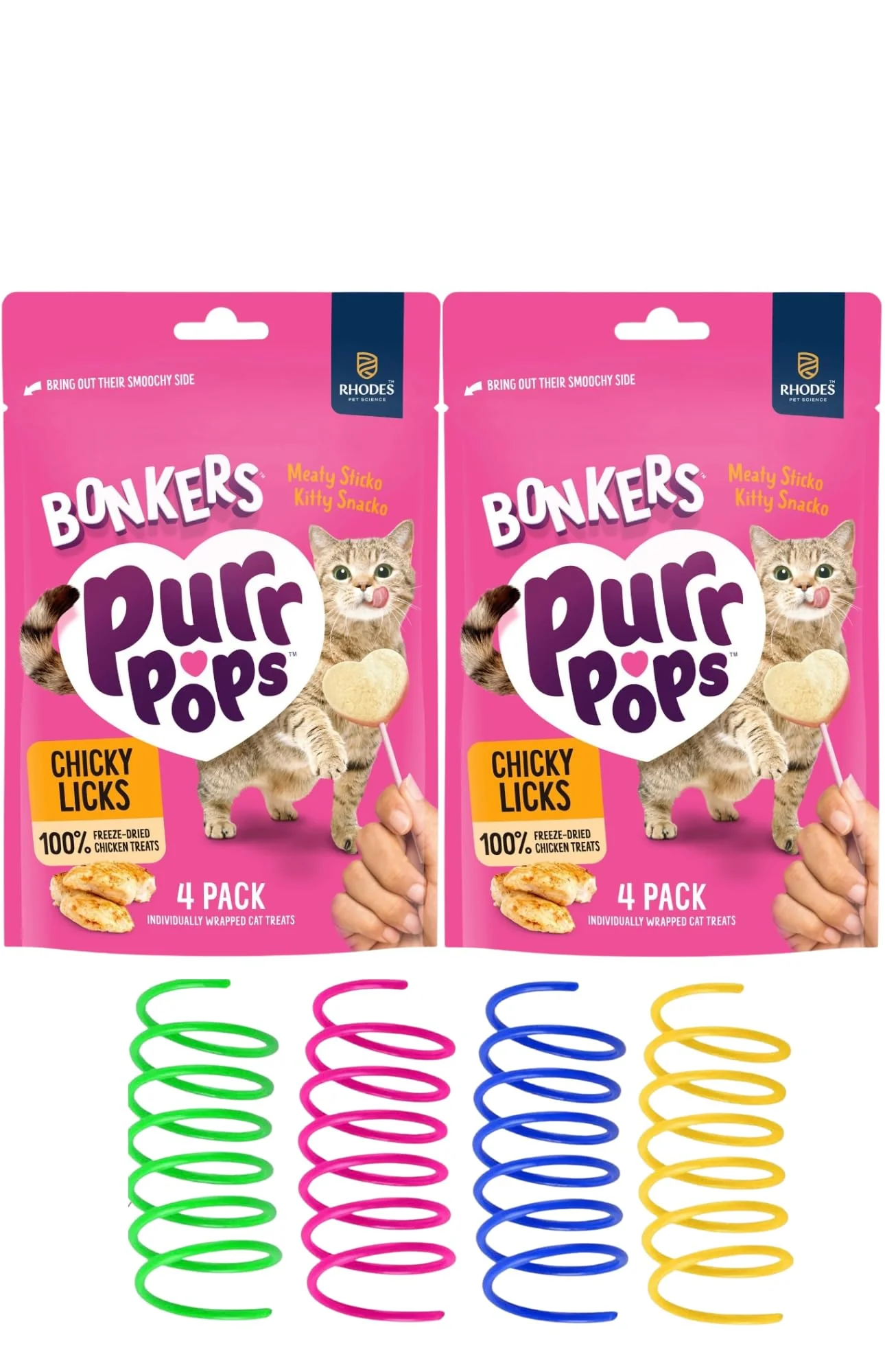 Fine Bonkers Purr Pops Chicky Licks ze-Dried Cat Treats — 2 Packs Cat Spring Toys Smooth
