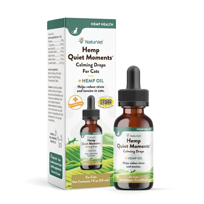 Environmentally Friendly NaturVet Hemp Quiet Moments Calming Drops for Cat – 1 oz Effective