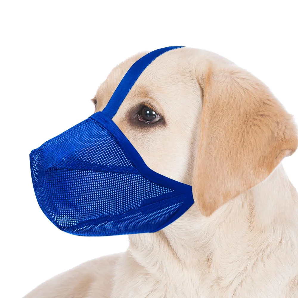 Organic Miavers Dog Muzzle - Soft Mesh Adjustable Straps Breathable Packable Blue Large Green