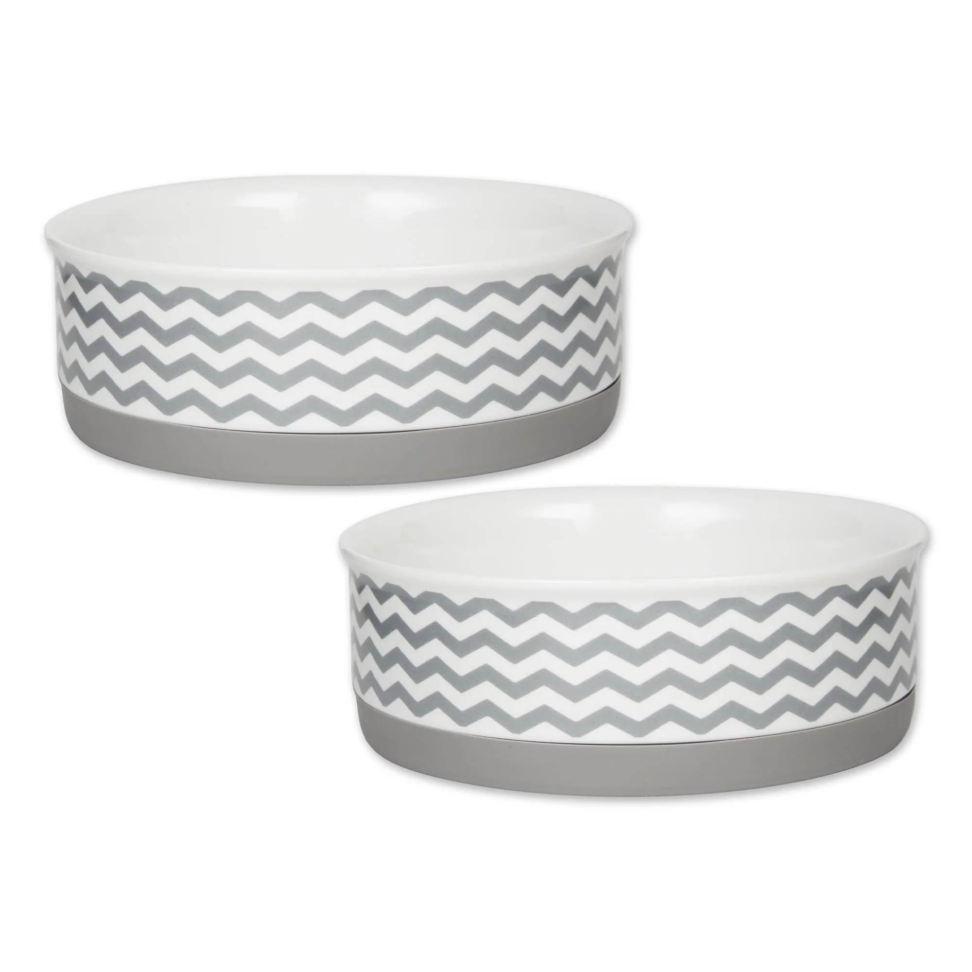 Environmentally Friendly Bone Dry Ceramic Pet Collection Chevron Medium Set Gray – 2 Piece Lightweight