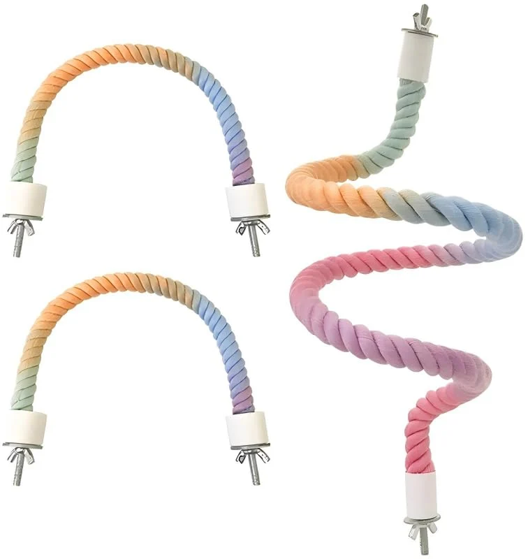Efficient MQACPUPY 3Pcs Rope Perches for Bird Cages – Adjustable Parrot Cockatiel Parakeet Perches Organic