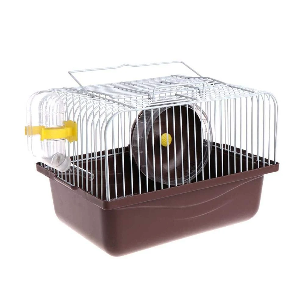 Efficient CHUQIANTONG Pet Hamster Cage with Running Wheel Water Bottle Food Basin – Portable Travel Habitat Coffee Sophisticated