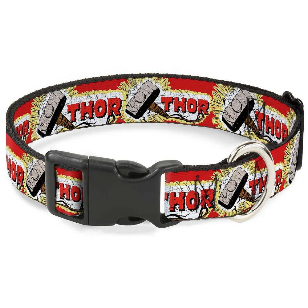 Optimized Buckle-Down Thor Hammer Dog Collar – Red Yellow White 9–15 Inch Neck 0.5 Inch Wide Superior