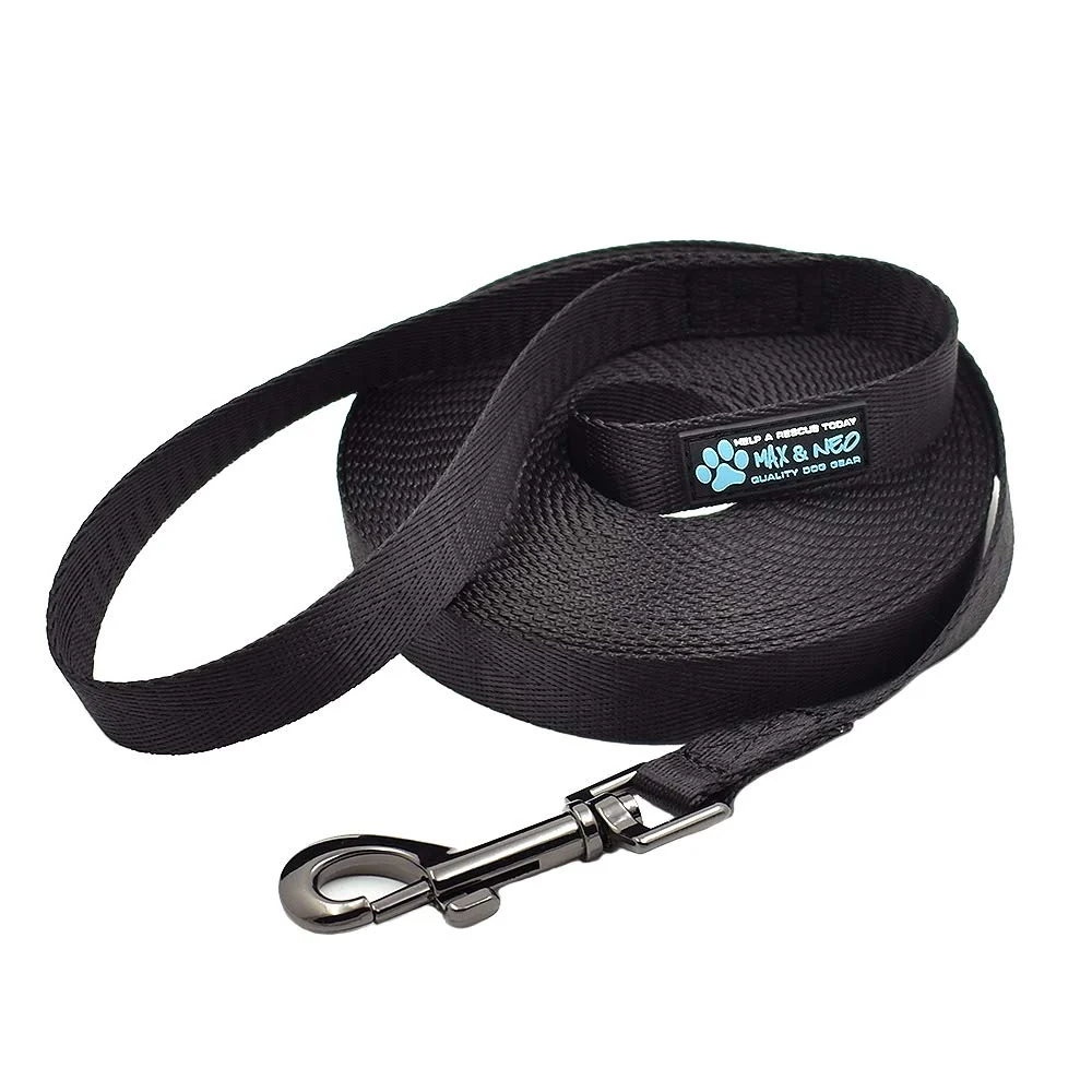 World-Class Max and Neo Long Recall Training Leash – 30 ft Black One-for-One Rescue Sophisticated