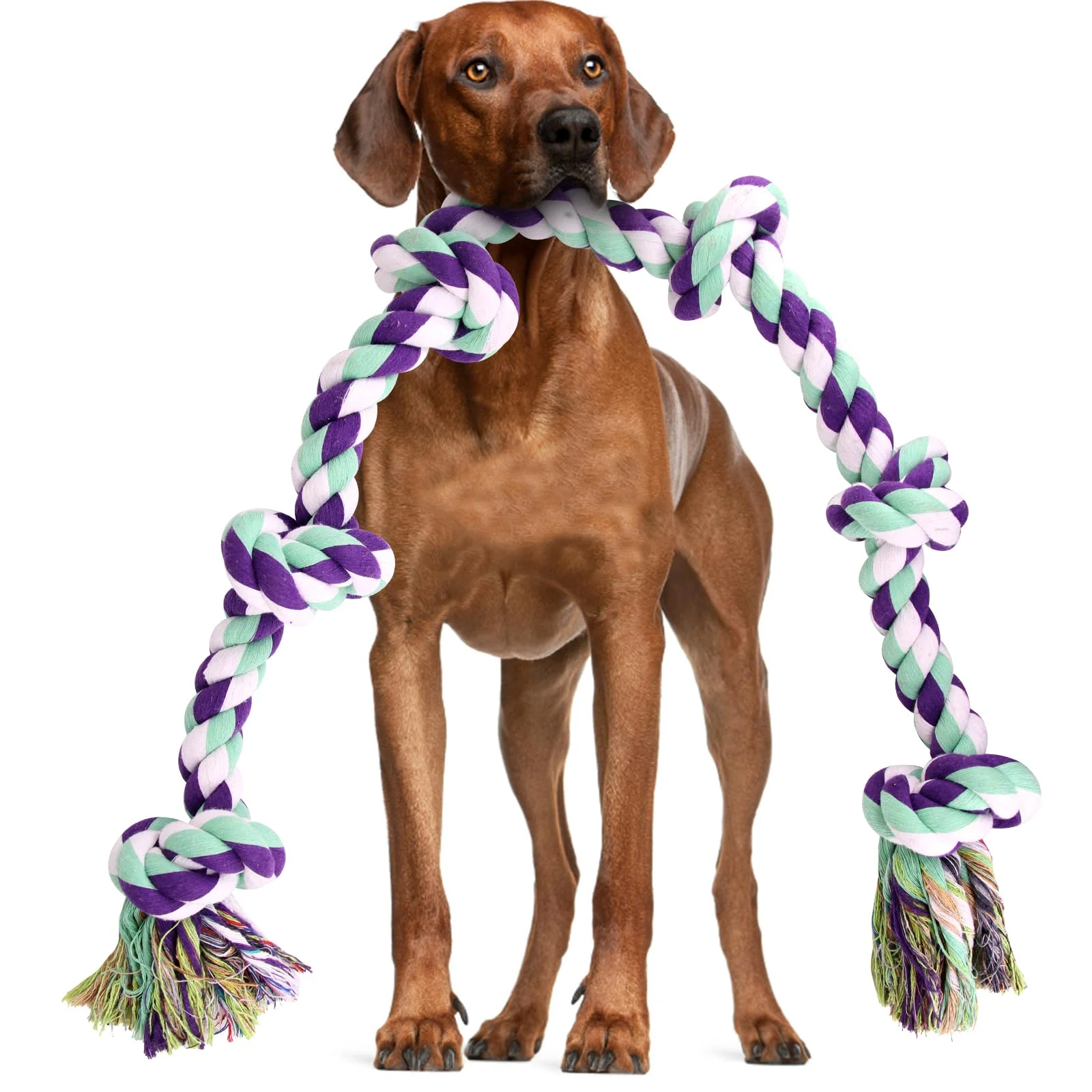 Soft loncoldy Dog Rope Toy 42in • 6 Knots Indestructible Natural Cotton for Medium Large Dogs Aggressive Chewers